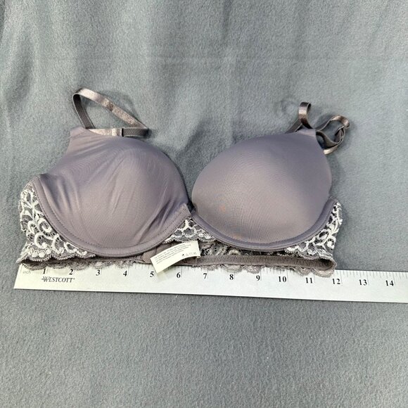 Maidenform Women's Size 34C Bra Pushup Lace Trim Underwire Gray New Without Tags - Picture 7 of 10